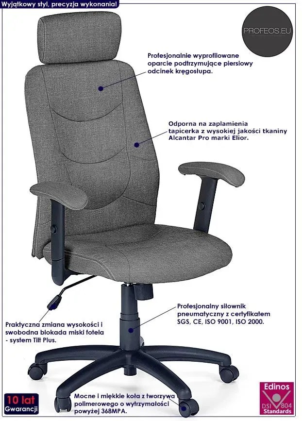 Ciemnoszary fotel obrotowy - Velesso 2X