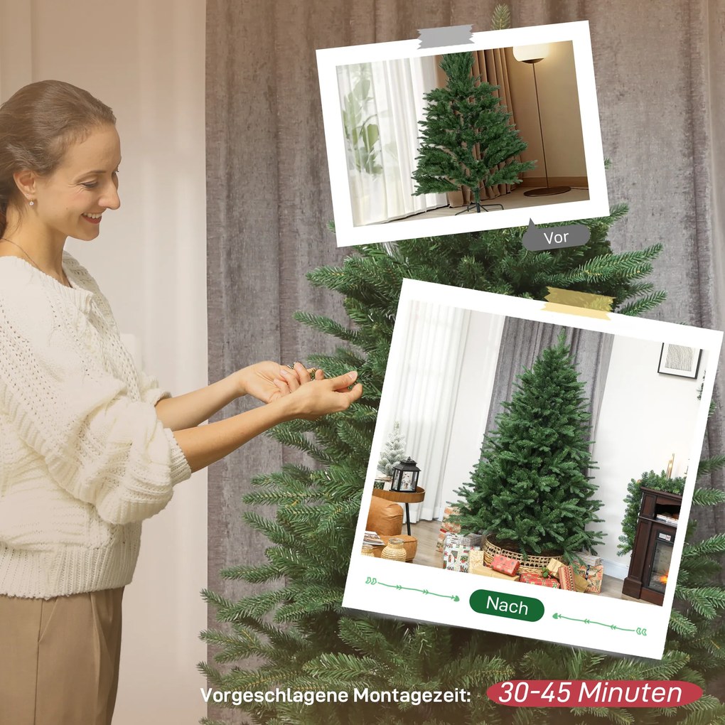HOMCOM Sztuczna choinka 180 cm, realistyczna sosna, 3026 końcówek – do domu