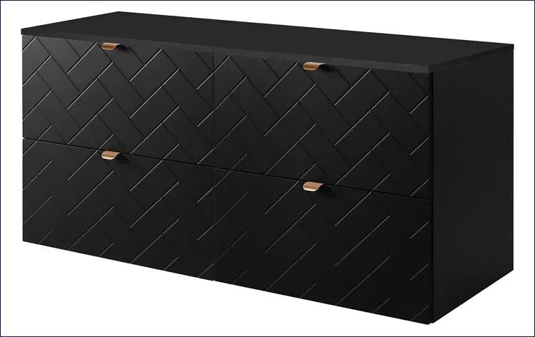 Czarna wisząca szafka łazienkowa pod 2 umywalki 120 cm P7-R06