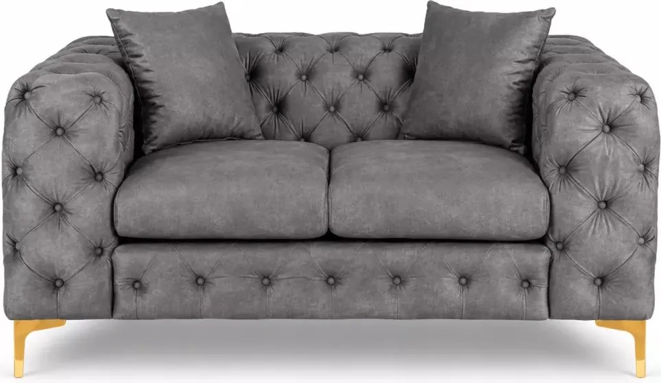 Luksusowa sofa Loario welurowa glamour z pikowaniem – elegancka sofa dwuosobowa do salonu