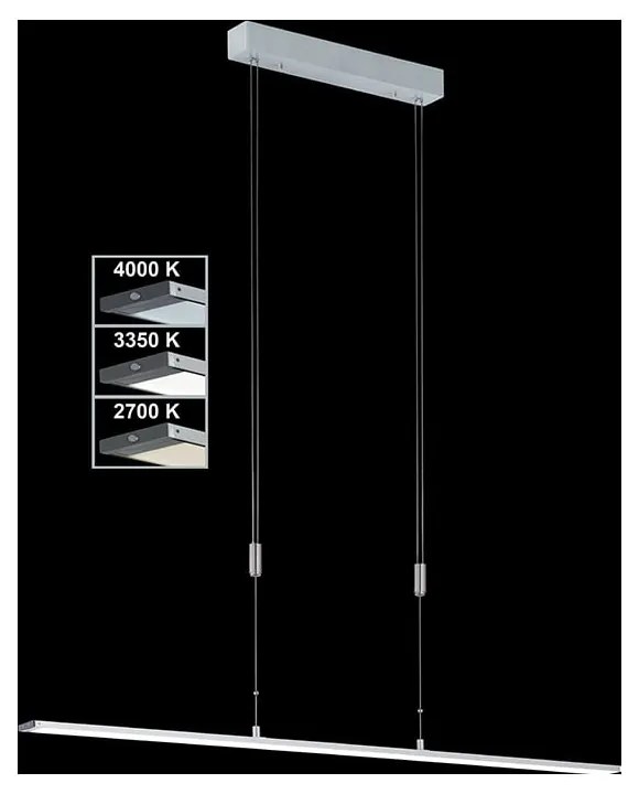 Metalowa lampa wisząca LED ze ściemniaczem w kolorze srebra Metz – Fischer &amp; Honsel