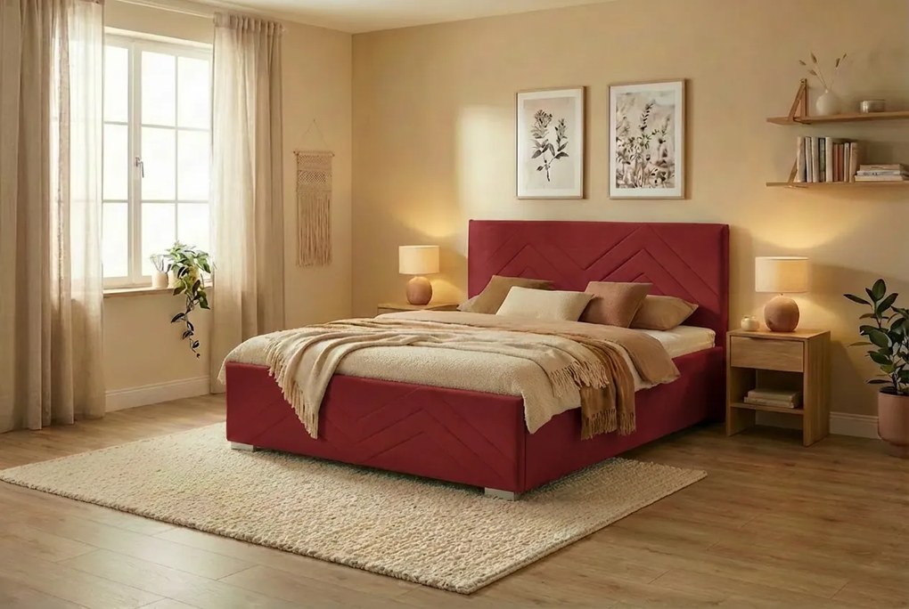 Łóżko CINDY 180x200 cm Czerwony Bez materaca