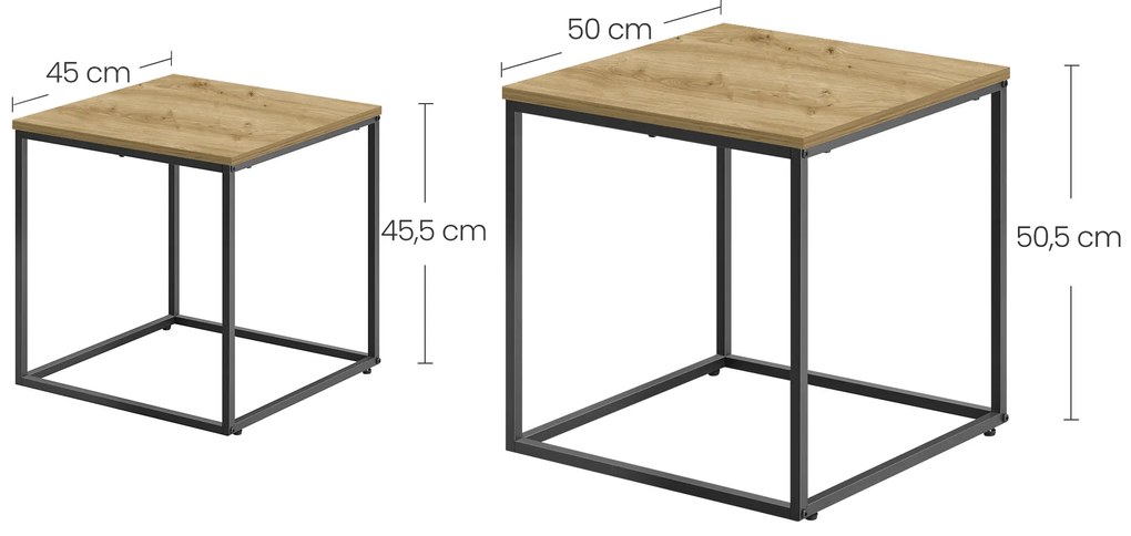 Zestaw 2 stolików kawowych QUADRO, dekor dąb artisan