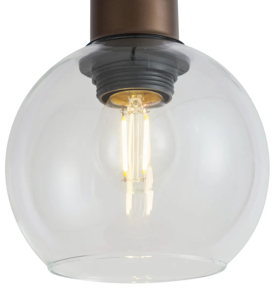 Nowoczesna lampa wisząca brązowa z przezroczystym szkłem do systemu szynowego 1-fazowego - Iconic Lava