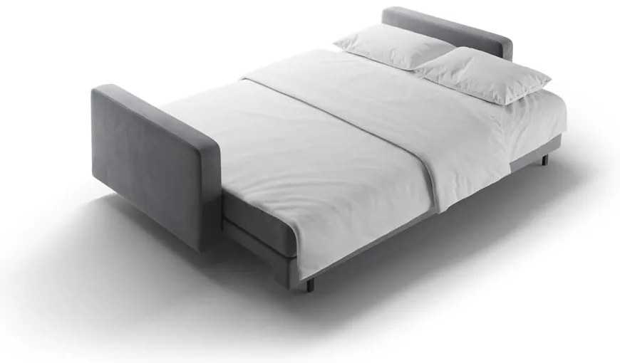 Jasnoszara aksamitna rozkładana sofa ze schowkiem 222 cm Bali – Cosmopolitan Design