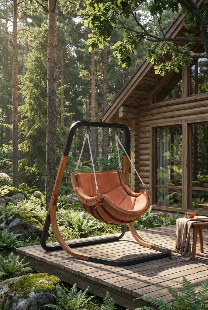 Fotel wiszący bujany terracotta W5-P99