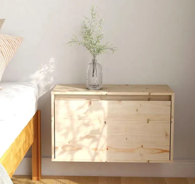 Sosnowa naturalna wisząca szafka nocna - Kirea 4X
