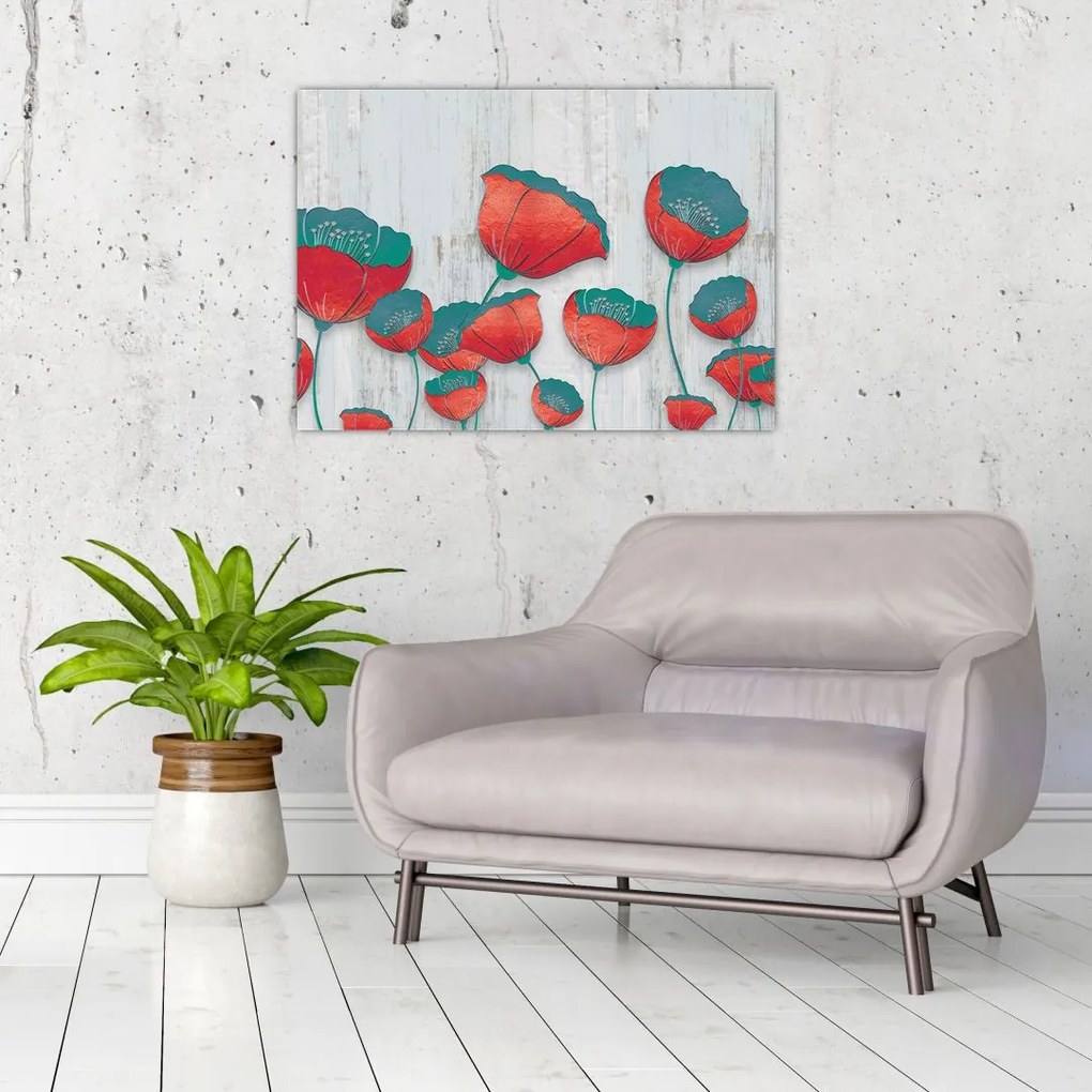 Obraz - Maki - nafta (70x50 cm)