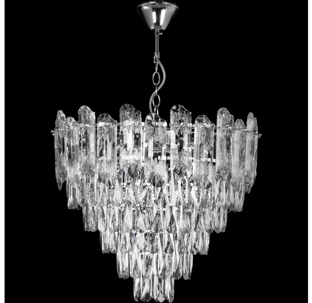 Żyrandol LED na łańcuchu 9xE27/60W/230V + 6xLED/6W, średnica 50 cm, błyszczący chrom