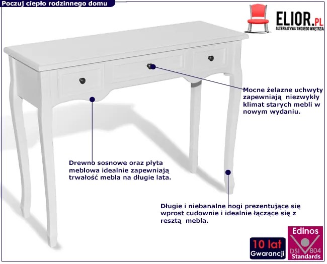 Biała konsola z 3 szufladami A7-S78