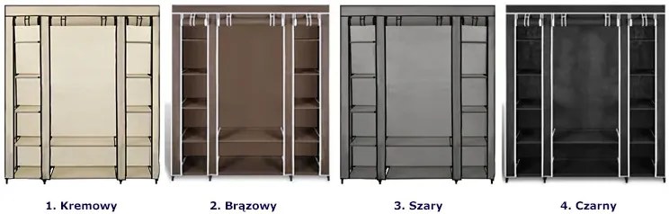 Grafitowa szafa materiałowa z półkami - Regis 4X