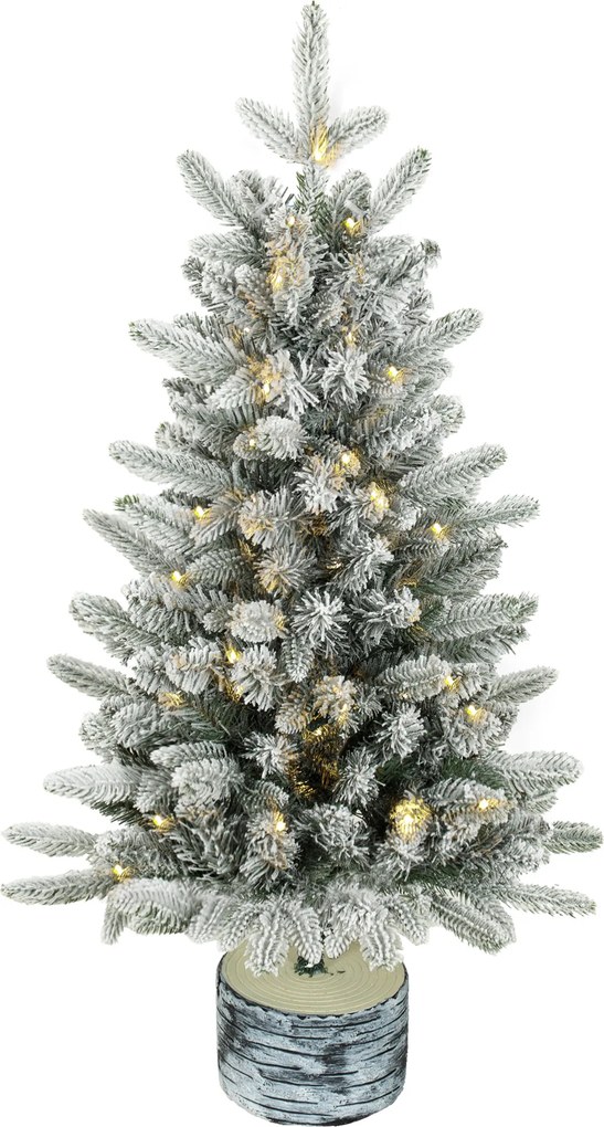 HOMCOM Sztuczna choinka, 90 cm, 50 LED, 240 końcówek, sztuczny śnieg, podstawa z tlenku magnezu | Aosom PL