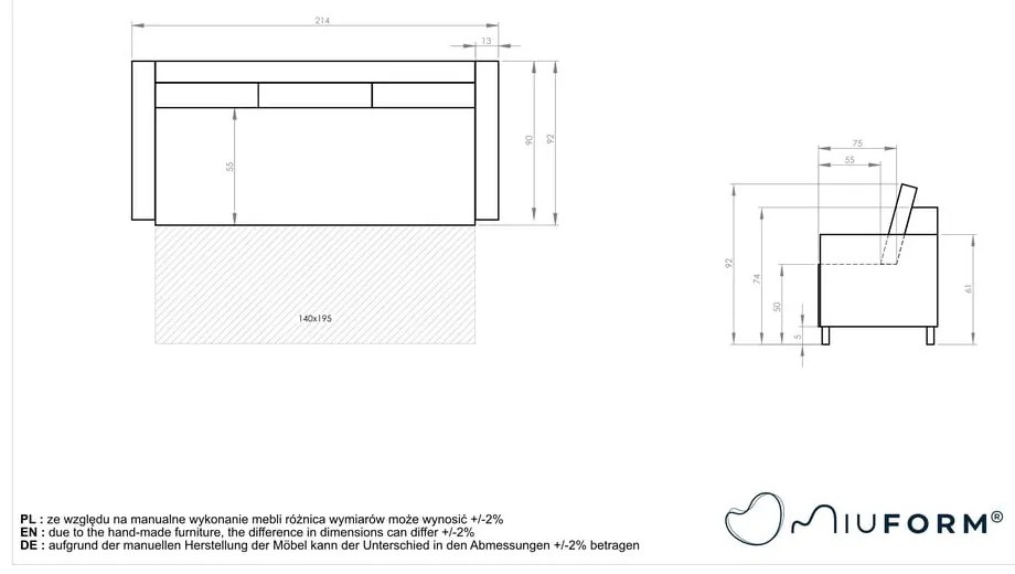 Różowa aksamitna rozkładana sofa Miuform Tender Eddie