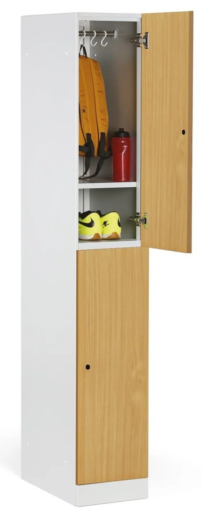 Szafka skrytkowa S1, 2 schowki, 1850 x 300 x 500 mm, zamek kodowy, drzwi laminowane, buk