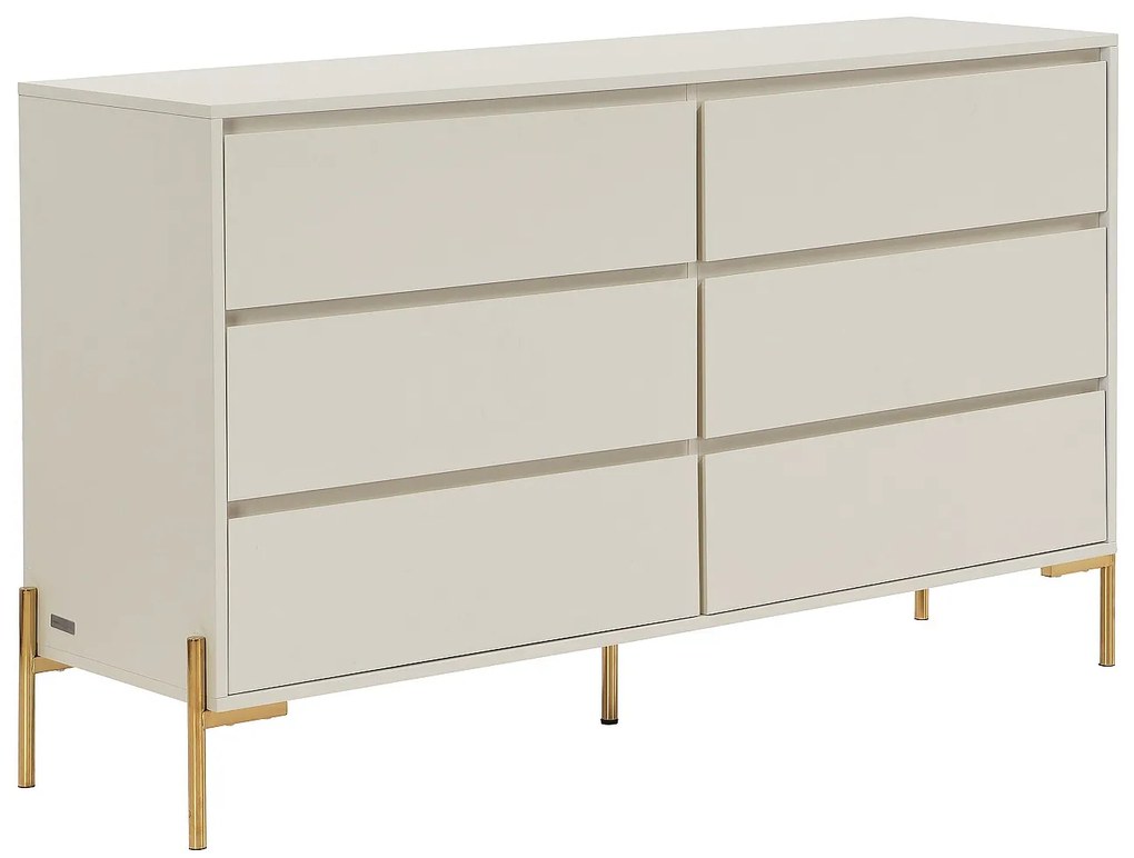 Komoda z 6 szufladami - MDF i metal - Beżowy i złoty - KORASA marki Pascal Morabito