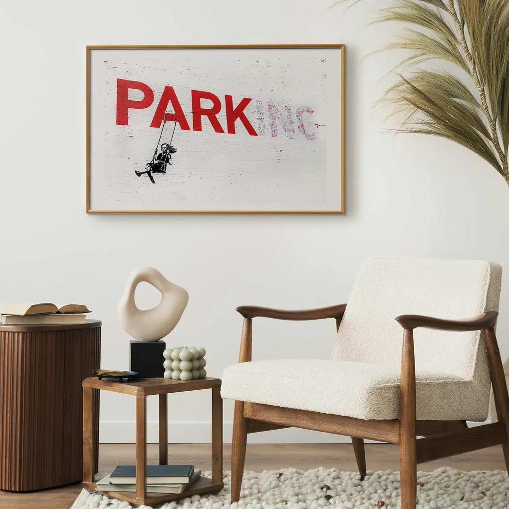 Plakat Parking 60x40 cm z ramą złotą z marginesem ARTGEIST B