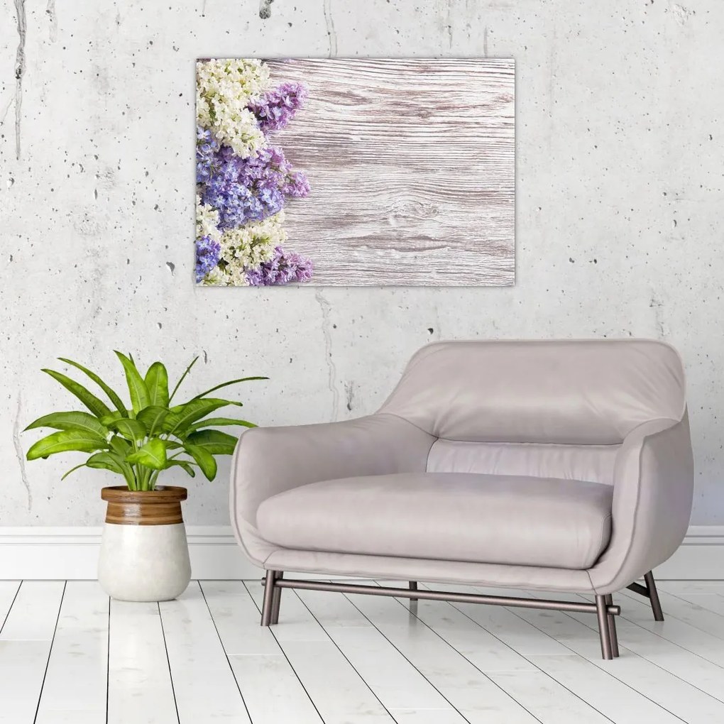 Obraz bzu na drewnie (70x50 cm)