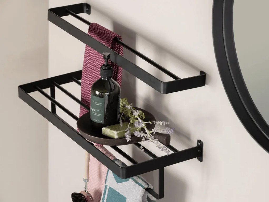 Wieszak ścienny na ręczniki HANDY 60x22 cm, czarny