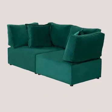 2-częściowa Sofa Modułowa Z 2 Narożnymi Fotelami Z Aksamitu Kata Verde Jungla - Sklum