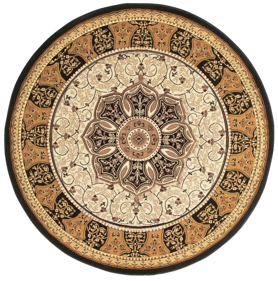 Czarno-beżowy okrągły dywan ø 150 cm Heritage – Think Rugs
