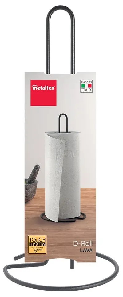 Stalowy stojak na ręczniki papierowe w kolorze matowej czerni ø 14 cm Lava – Metaltex