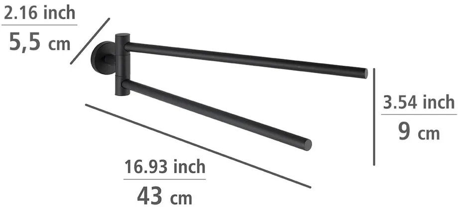 Samoprzylepny wieszak na ręczniki ze stali nierdzewnej w kolorze matowej czerni Bosio – Wenko