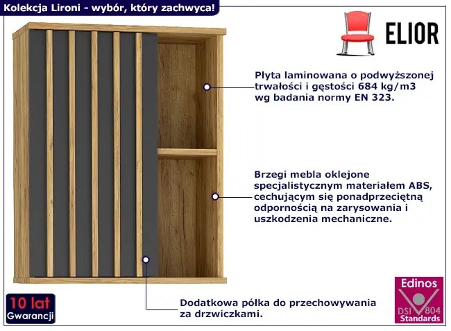 Wisząca szafka w stylu loft z czarnymi lamelami - Lironi 9X