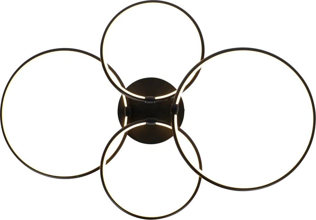 Lampa sufitowa czarna w komplecie z LED 3-stopniowo ściemnialna 4-punktowa - Joaniqa
