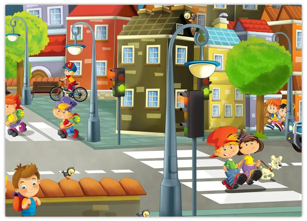 Obraz na szkle - Dziecięce miasteczko (70x50 cm)