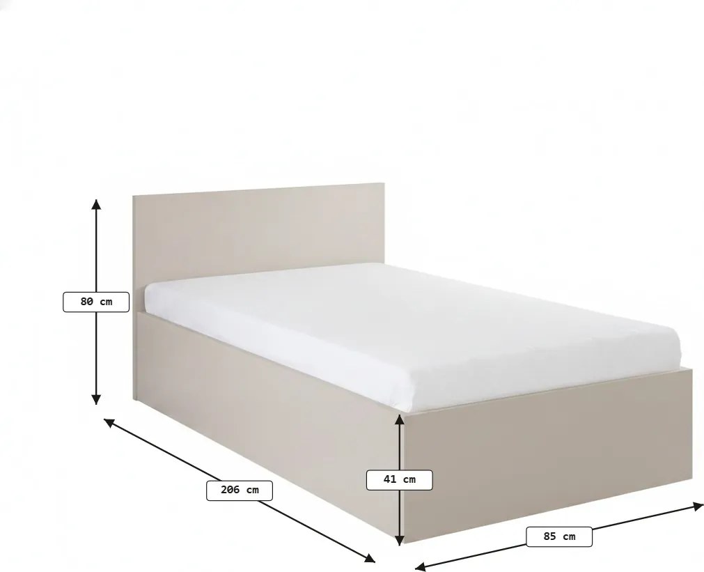 Łóżko SOFIA 80 x 200 cm, kaszmirowy beż. Stelaż: Bez stelaża, Materac: Materac Sommera 18 cm