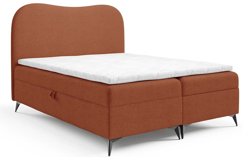 Pomarańczowe tapicerowane łózko kontynentalne H4-Z02