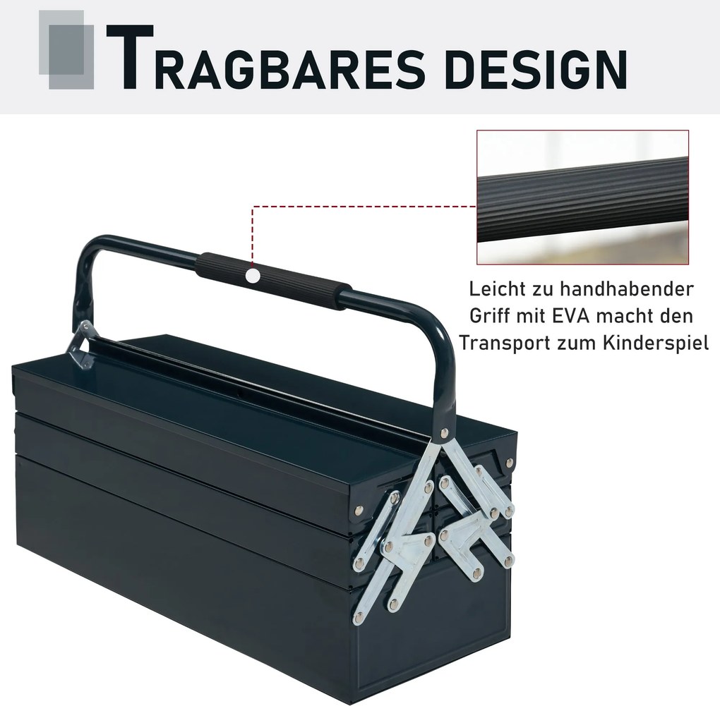 Skrzynka Narzędziowa DURHAND z 5 Przegrodami, Idealna do Warsztatu, Ciemnozielona