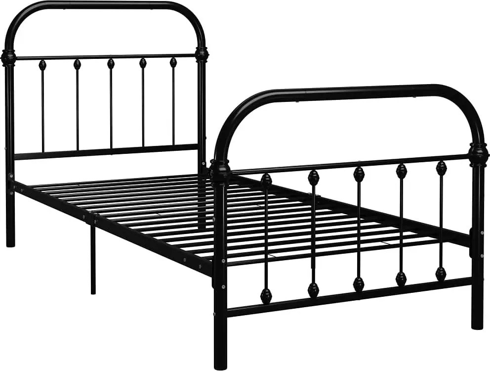 Czarne Metalowe Łóżko Loftowe 100X200 Cm P1-G85