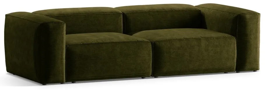 Zielona sztruksowa sofa 264 cm Bergamo – Cosmopolitan Design