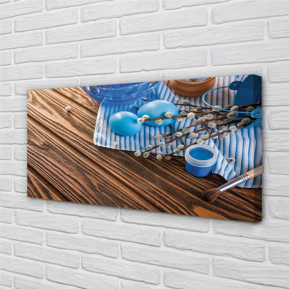 Zdjęcie na płótnie Jajka, Farba i Bazie na Deskach