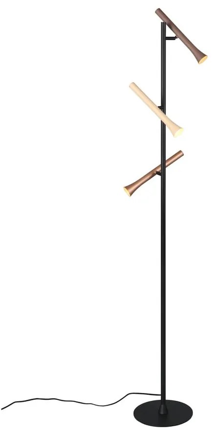 Czarna lampa stojąca LED z metalowym kloszem (wysokość 150 cm) Fiato – Trio