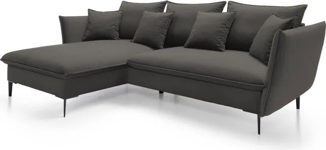 Narożnik GLOSS Lewostronny z funkcją spania, zestaw z poduszkami wolnostojący tkanina RIVIERA 100 Czarny WERSAL