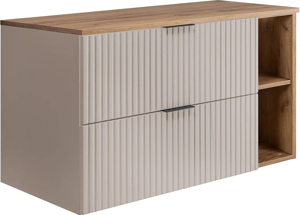 Szafka pod umywalkę, Kaszmir / Dąb Craft + czarny uchwyt, 100 x 57 x 46 cm