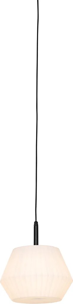 Nowoczesna lampa wisząca zewnętrzna czarna z białym kloszem 33 cm IP44 - Robbert
