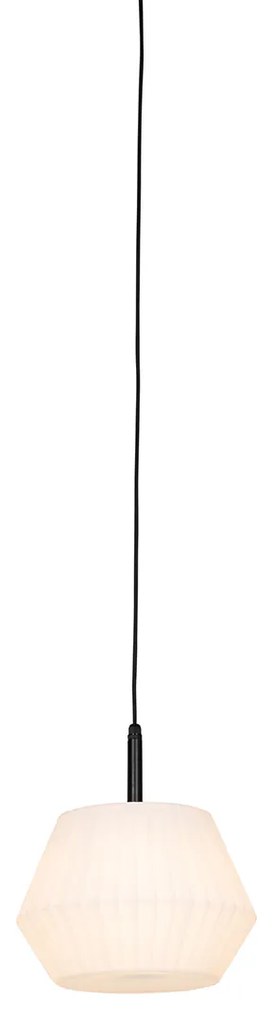 Zewnetrzna Nowoczesna lampa wisząca zewnętrzna czarna z białym kloszem 33 cm IP44 - Robbert Nowoczesny Oswietlenie zewnetrzne