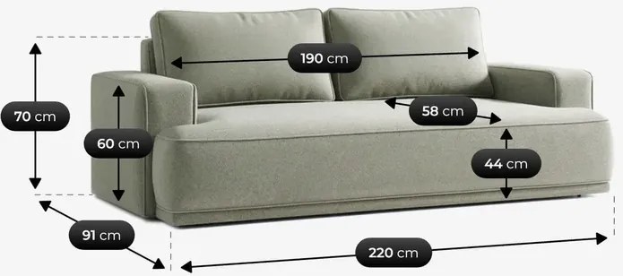 Sofa z Funkcją Spania CAMELIA Szara Boucle Nowoczesna