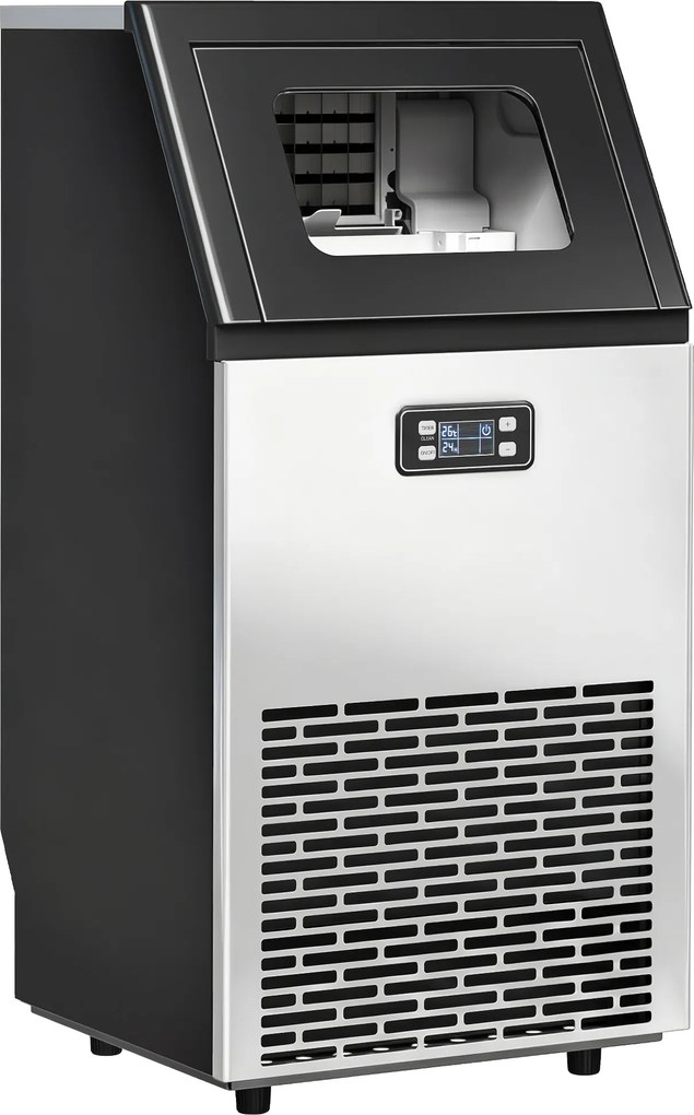 HOMCOM Komercyjna maszyna do kostek lodu 45 kg/24H z 11 kg zbiornikiem, wyświetlacz LCD do restauracji | Aosom PL
