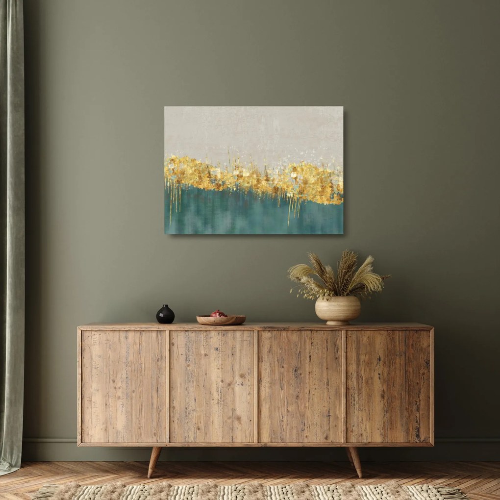 Obraz na szkle - Tekstura ze złotą dekoracją (70x50 cm)