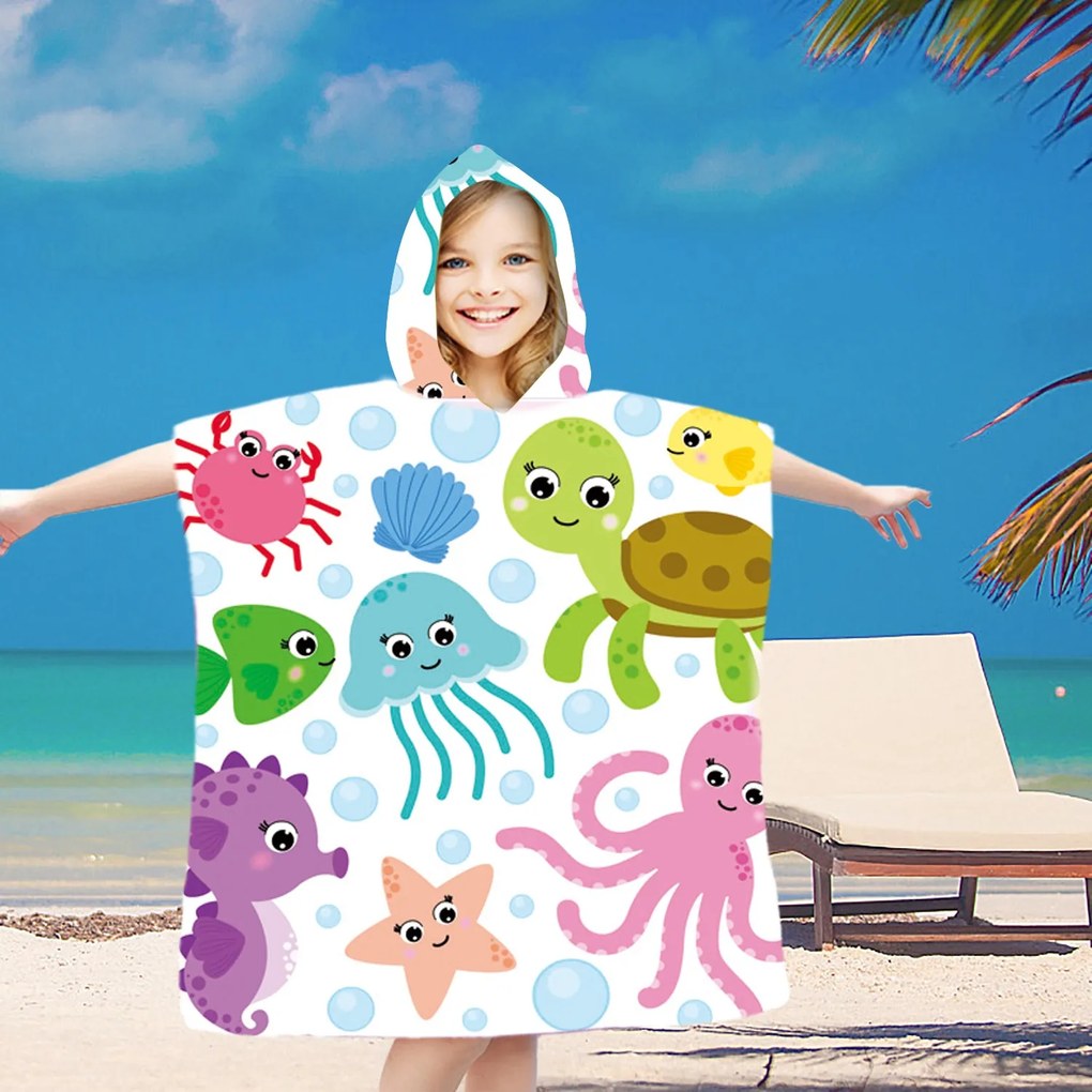 Dziecięce ponczo SPLASH kolorowe 60x120 cm
