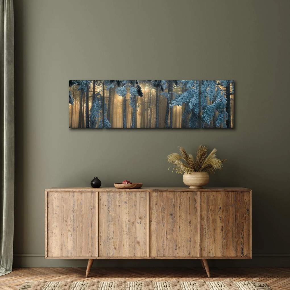 Obraz zaśnieżonego lasu (170x50 cm)