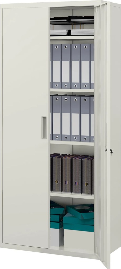 Szafka na dokumenty HOMCOM, biurowa, 5 półek, metal, 80 szer. x 40 gł. x 180 wys. cm, Biała
