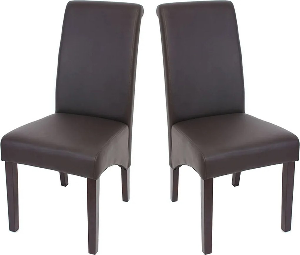 Krzesło do jadalni Cesena (zestaw 2 sztuk),  imitacja skóry matowa, brązowy, ciemne nóżki