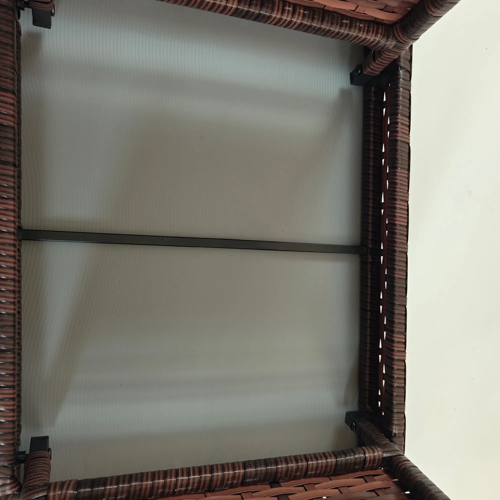 Outsunny Stolik ogrodowy Stolik kawowy zewnętrzny Stolik kawowy, PE-rattan, odporny na warunki atmosferyczne, 60 cm x 41 cm x 41 cm, Brązowy