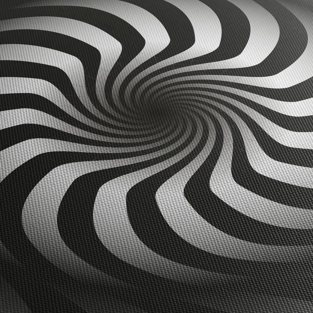 Abstrakcyjny obraz czarno - białej spirali (z zegarem) (90x30 cm)