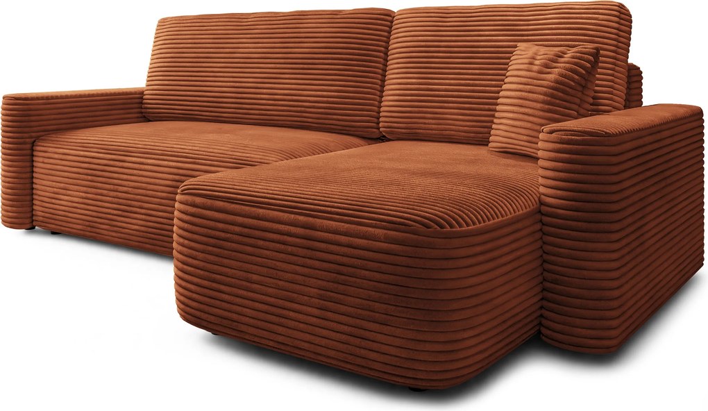 Masseno Narożnik NERI z funkcją spania i pojemnikiem na pościel Narozniki L, Rozkładana sofa - Brązowy, TILIA 52